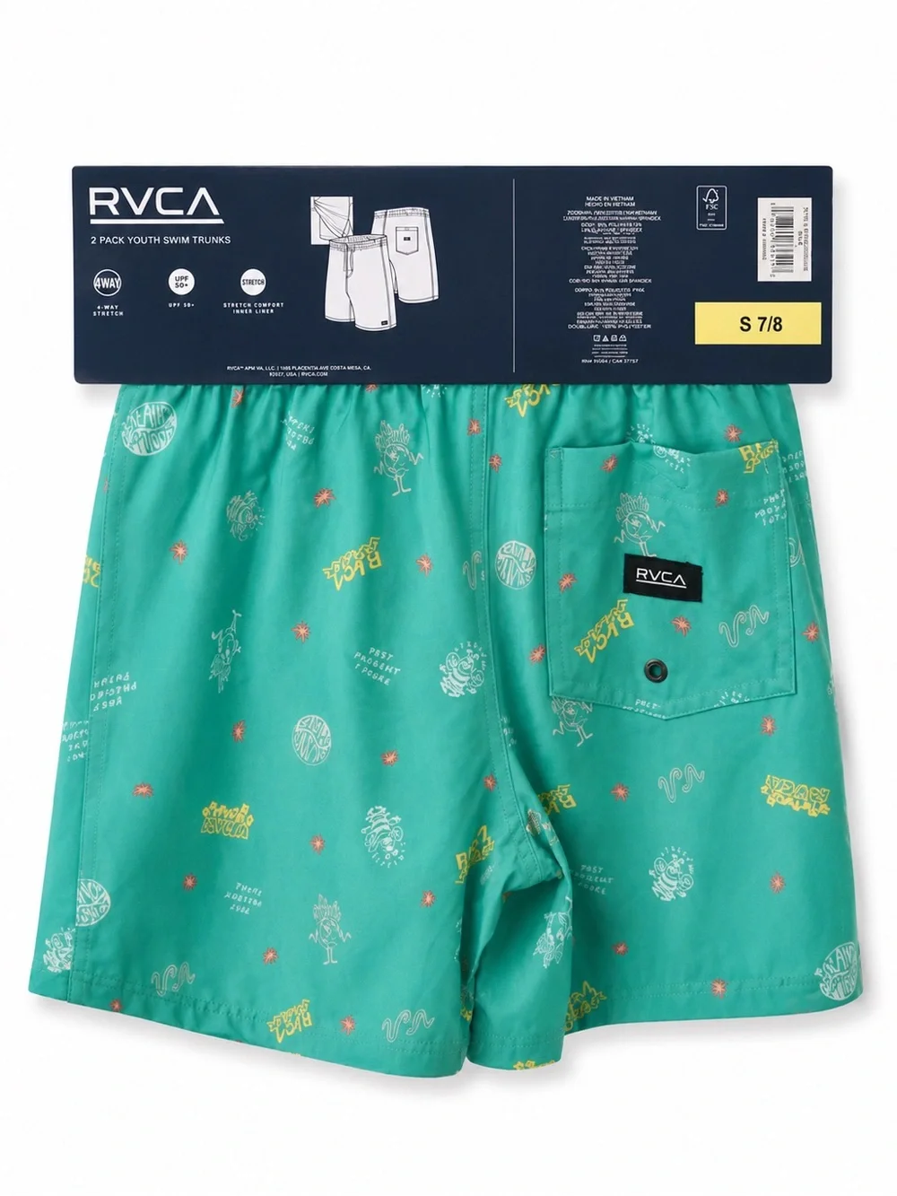 RVCA Teal & Yellow Tropical Print Hybrid Shorts set new with tags